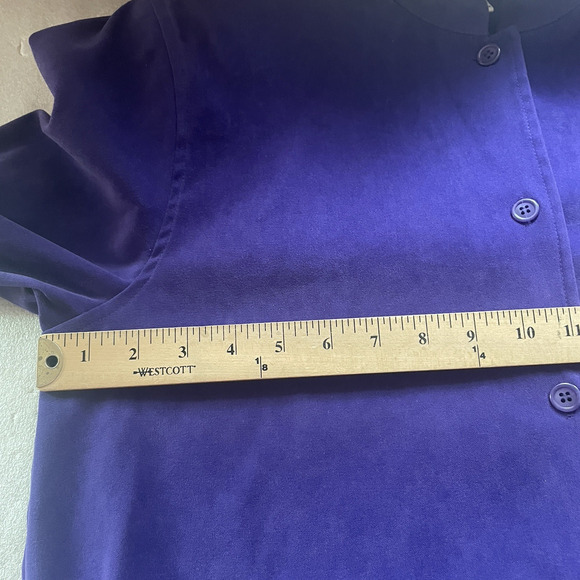 Vintage 90s Notations Jacket Women Medium Purple Red Hat Lady Button Front Top - Picture 6 of 12